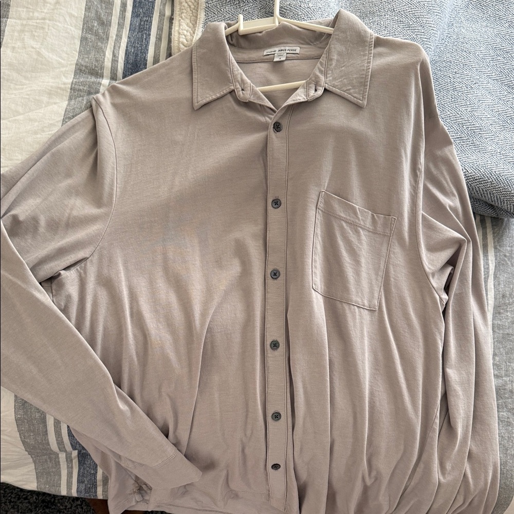 James Perse Taupe Long Sleeve Button-Down Shirt